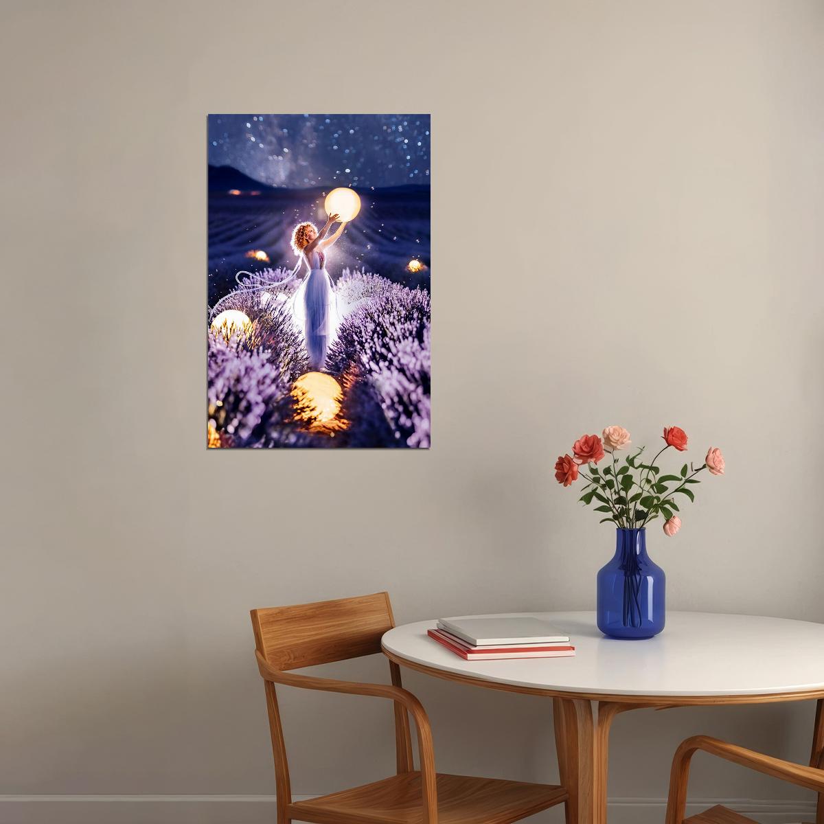 Fairy Lavender Moon Fantasy Artwork Poster Wall Art Print Home Wall Decor