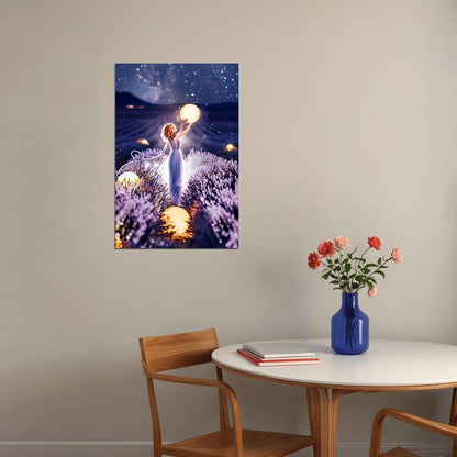 Fairy Lavender Moon Fantasy Artwork Poster Wall Art Print Home Wall Decor