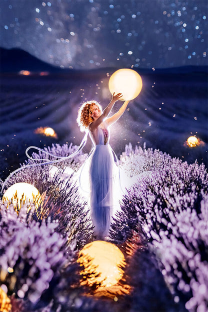 Fairy Lavender Moon Fantasy Artwork Poster Wall Art Print Home Wall Decor