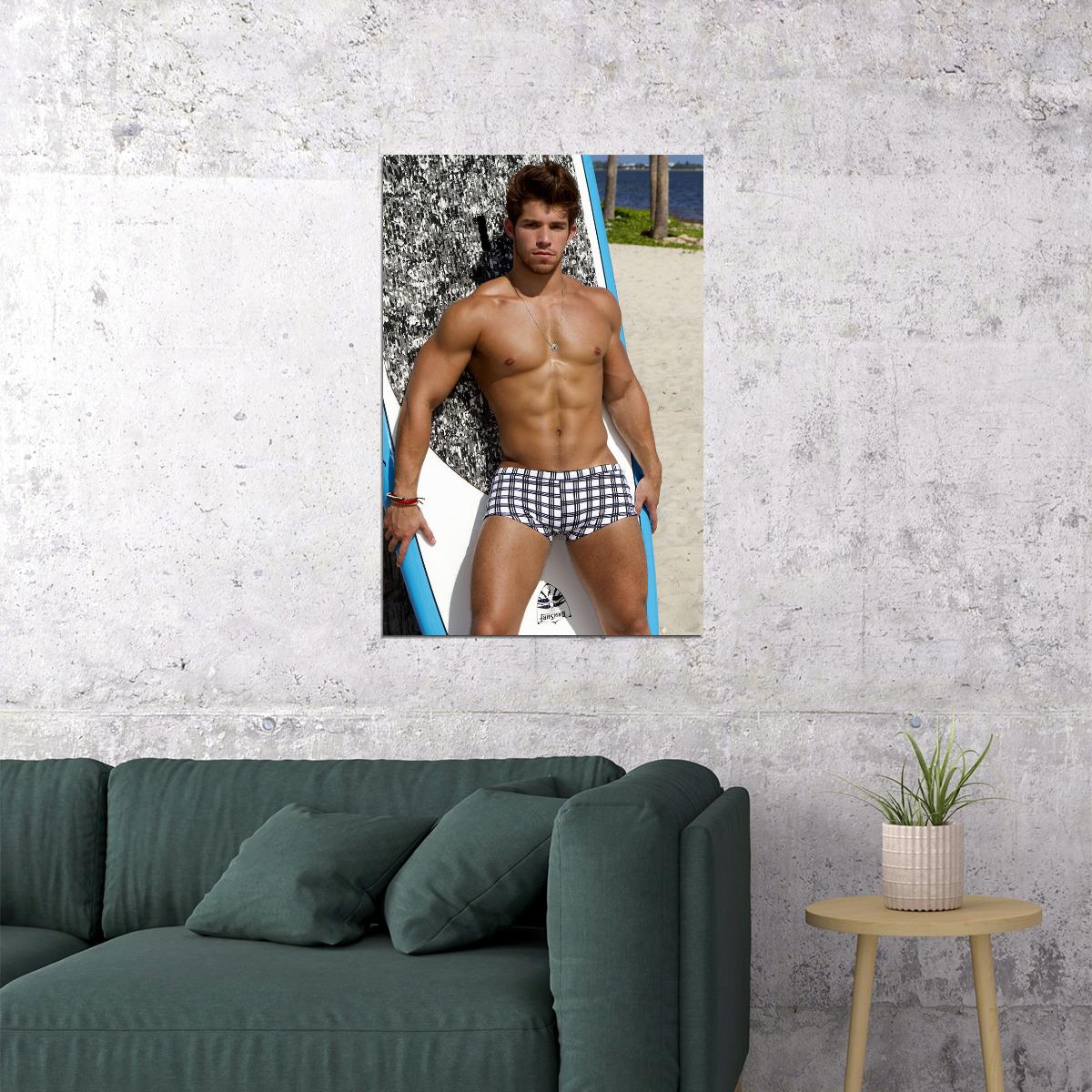 Student Boy Surfer Sexy Male Poster Wall Art Print Home Wall Decor