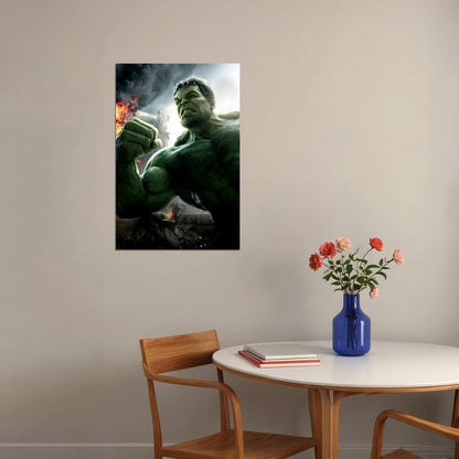 The Hulk Punching Action Poster Wall Art Print Home Wall Decor