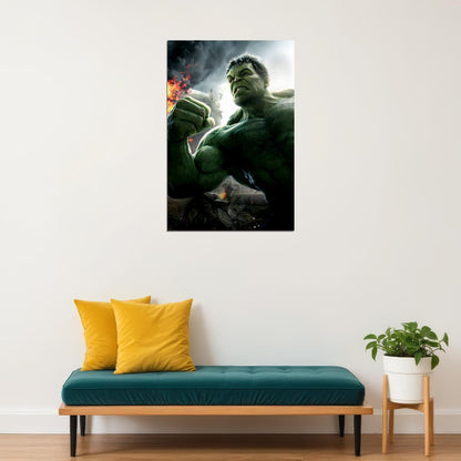 The Hulk Punching Action Poster Wall Art Print Home Wall Decor