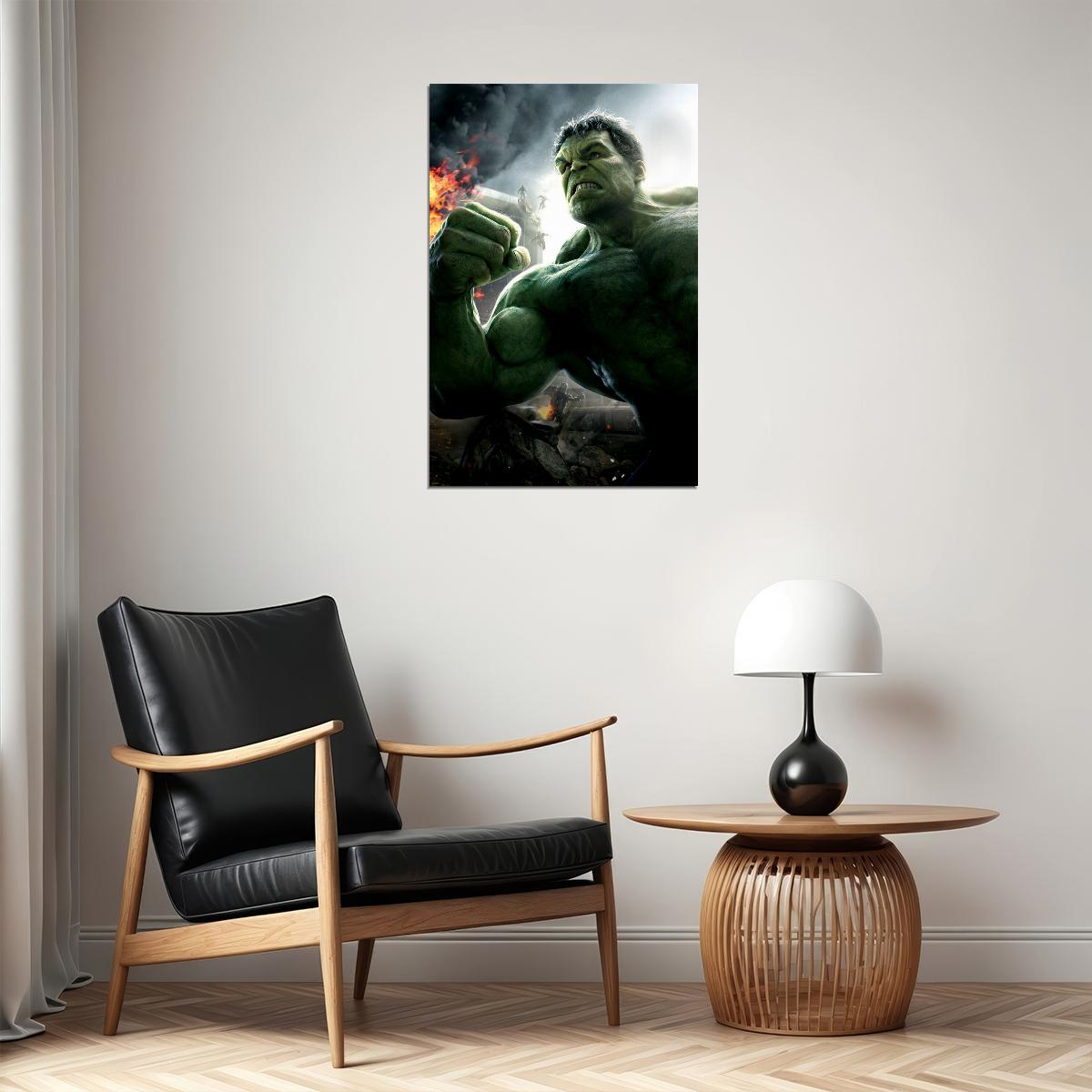 The Hulk Punching Action Poster Wall Art Print Home Wall Decor