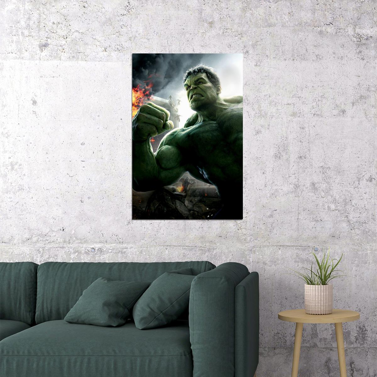 The Hulk Punching Action Poster Wall Art Print Home Wall Decor