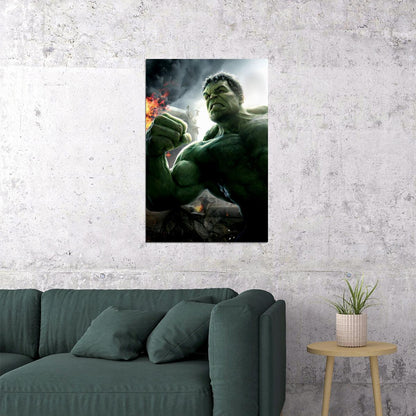 The Hulk Punching Action Poster Wall Art Print Home Wall Decor