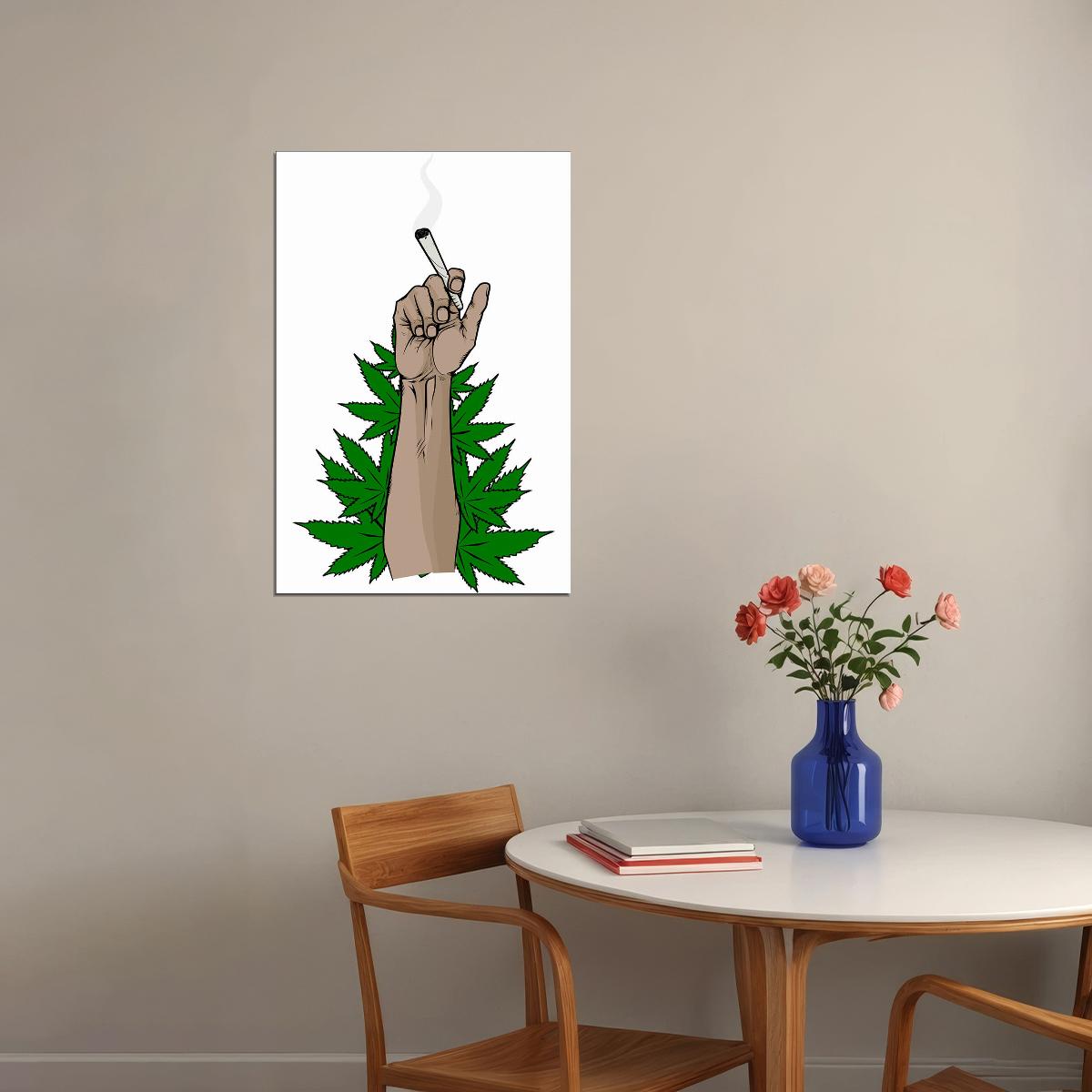 Marijuana Weed Finger Artowrk Poster Wall Art Print Home Wall Decor