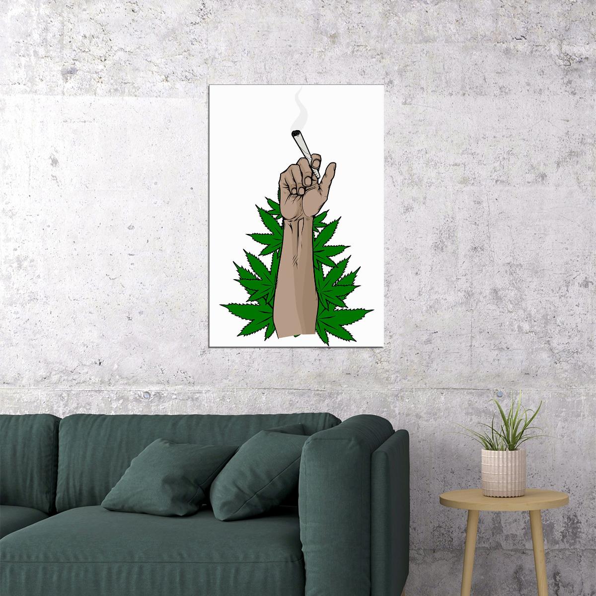 Marijuana Weed Finger Artowrk Poster Wall Art Print Home Wall Decor