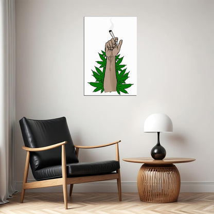Marijuana Weed Finger Artowrk Poster Wall Art Print Home Wall Decor
