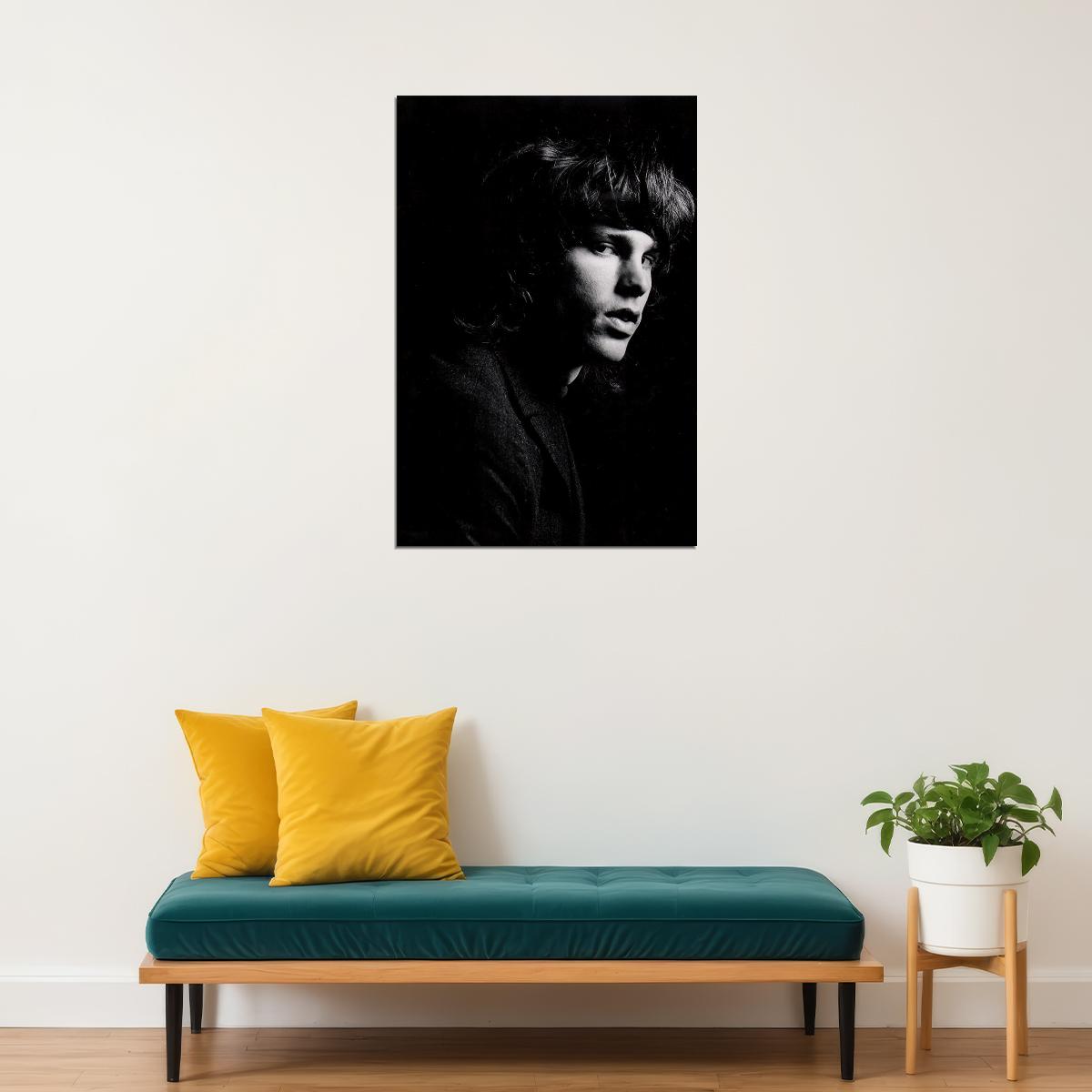 Jim Morrison Doors Facing Left Black and White Poster Wall Art Print Home Wall Decor