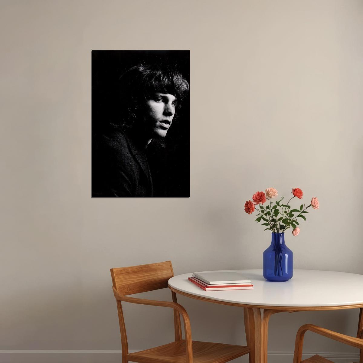 Jim Morrison Doors Facing Left Black and White Poster Wall Art Print Home Wall Decor