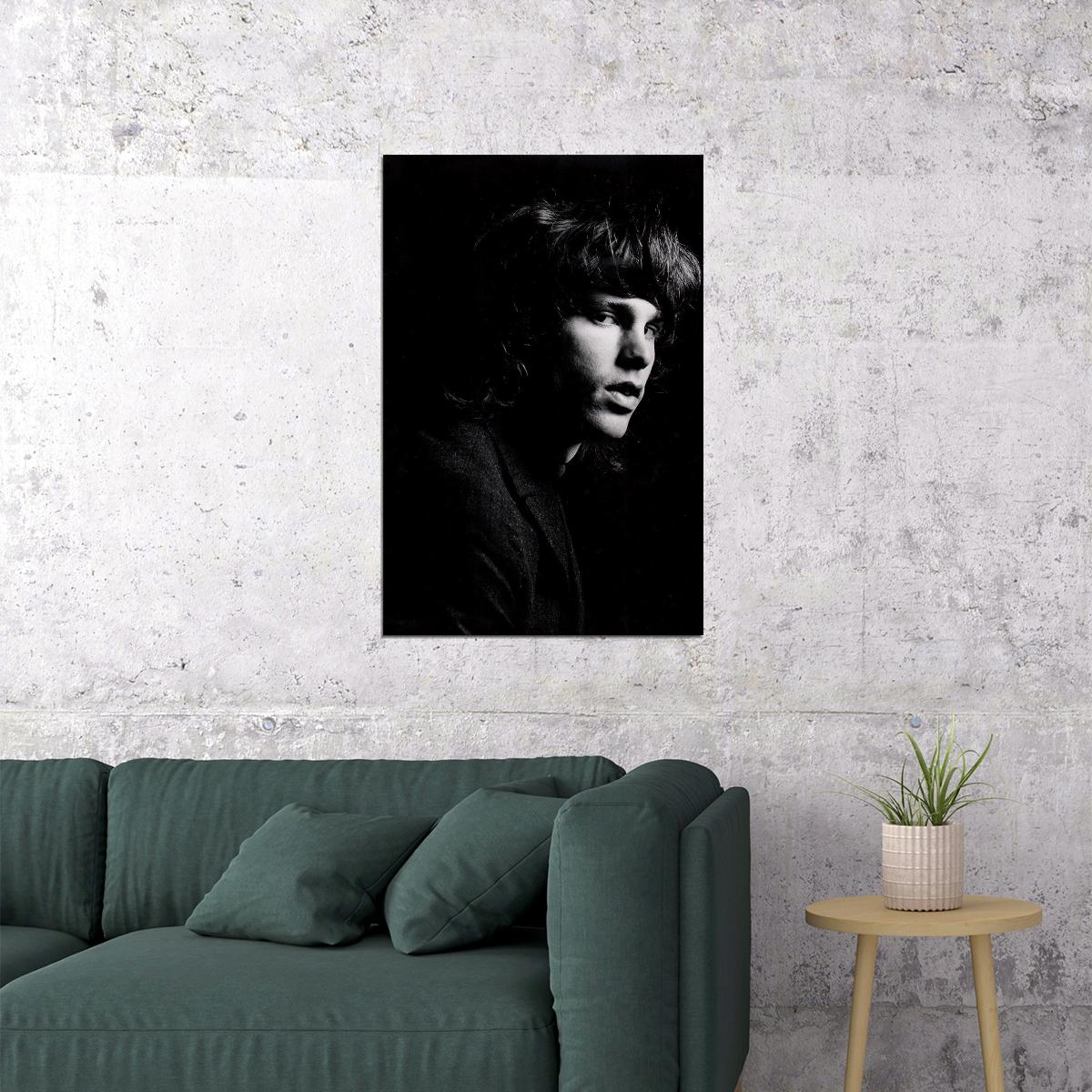 Jim Morrison Doors Facing Left Black and White Poster Wall Art Print Home Wall Decor