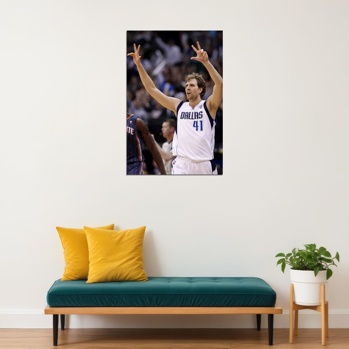 Dunk Block Star Dirk Nowitzki Usa Basketball Poster Wall Art Print Home Wall Decor