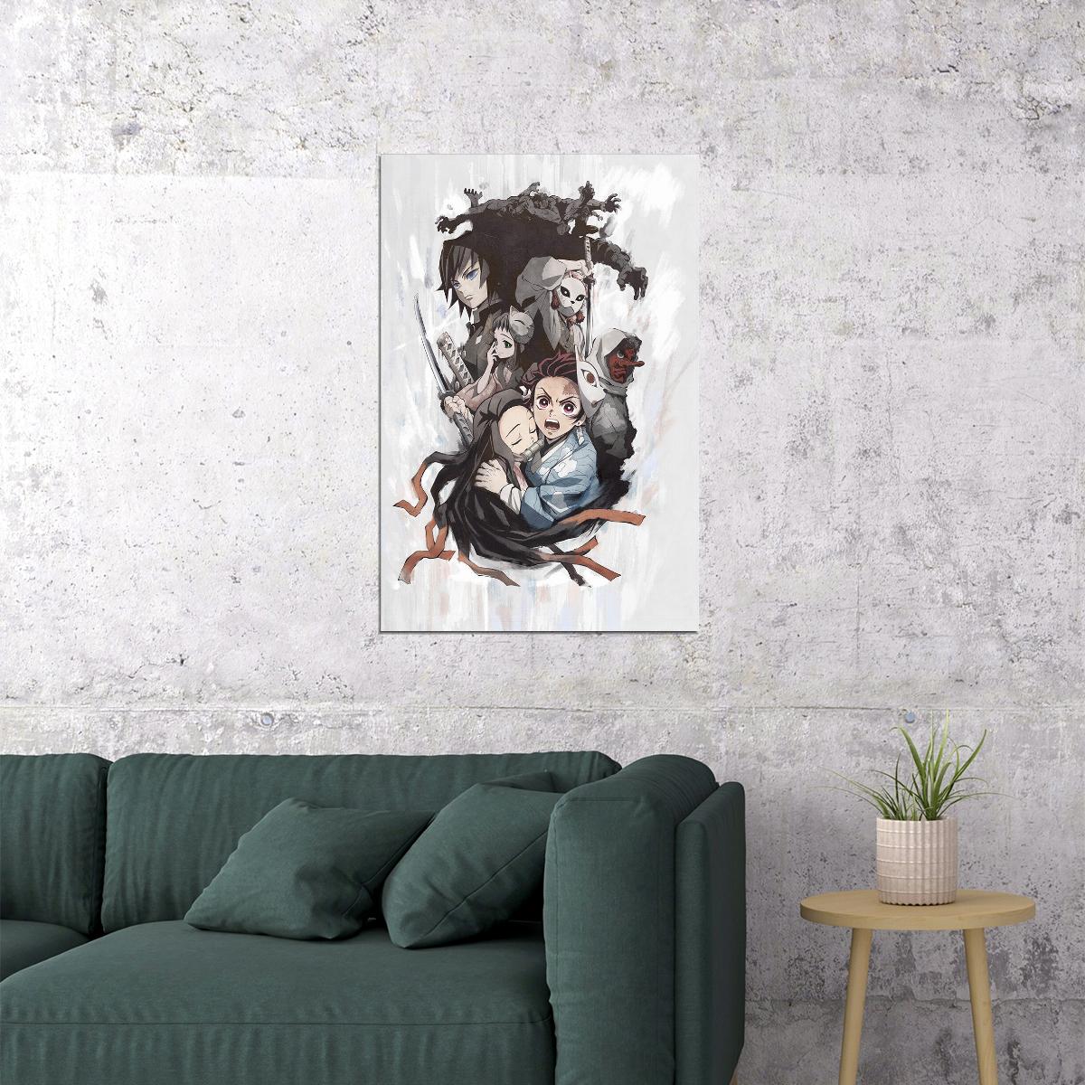 Demon Slayer Kimetsu No Yaiba Fight Anime Poster Wall Art Print Home Wall Decor