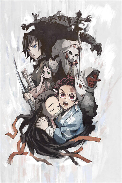 Demon Slayer Kimetsu No Yaiba Fight Anime Poster Wall Art Print Home Wall Decor