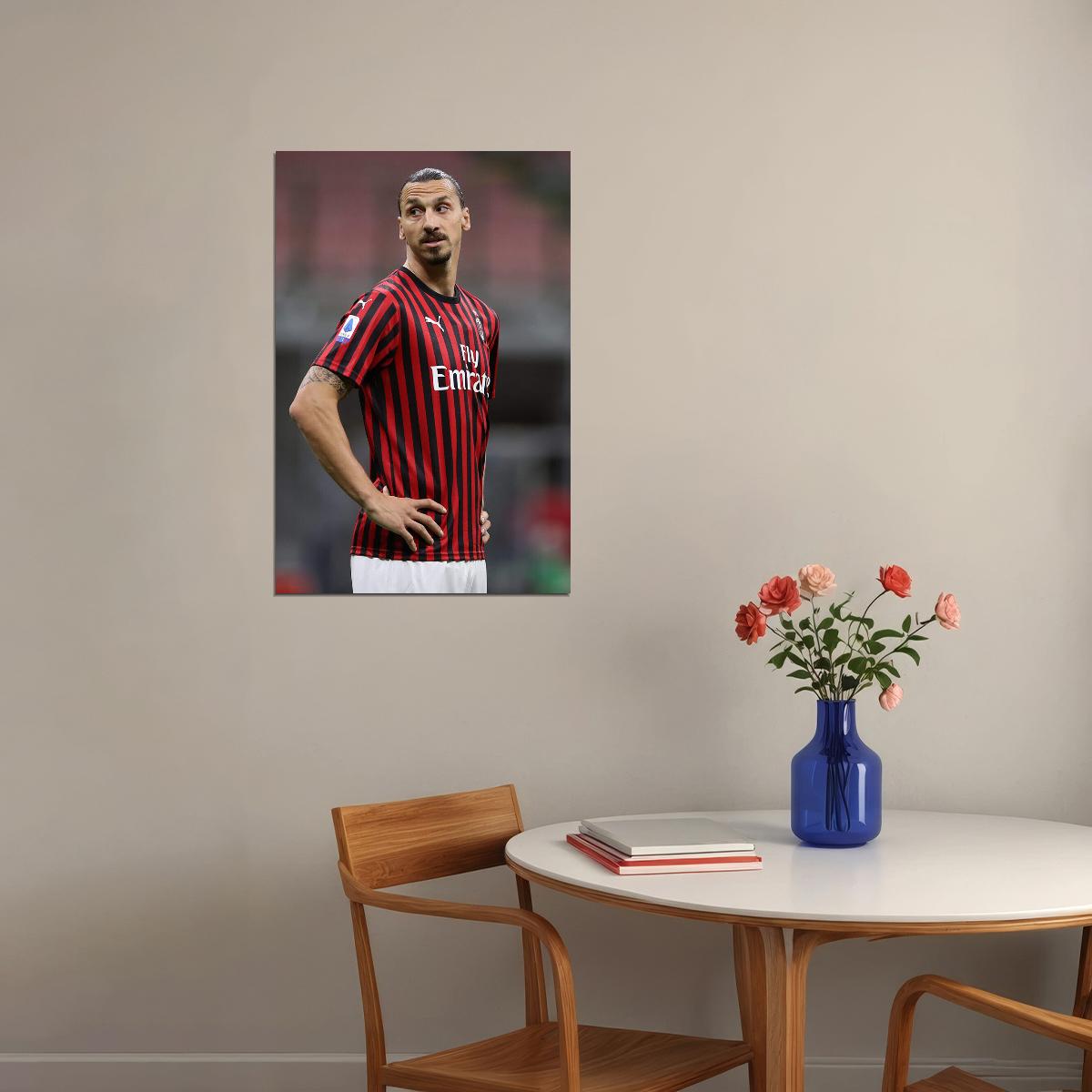Zlatan Ibrahimovic Swedish Milan Striker Football Poster Wall Art Print Home Wall Decor