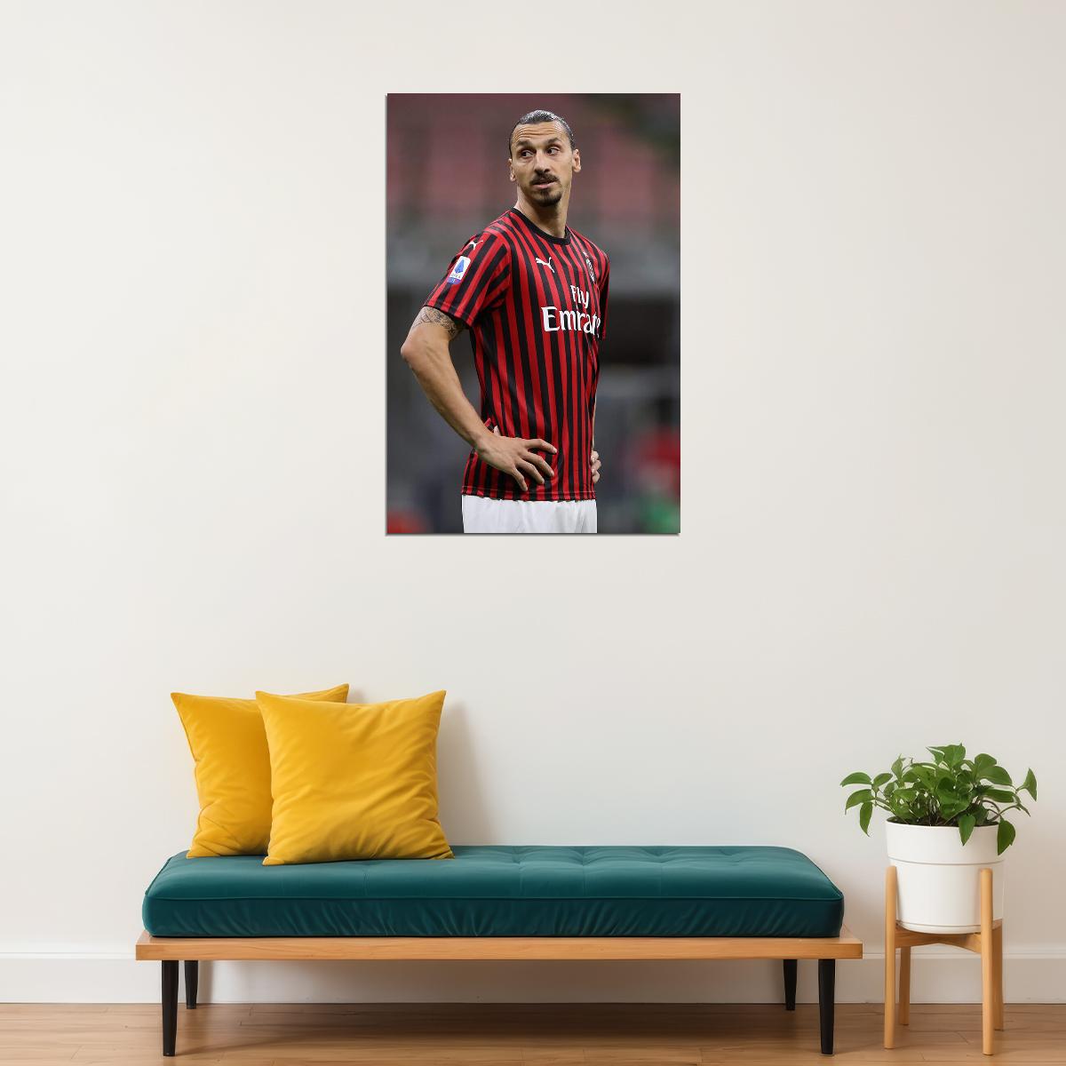 Zlatan Ibrahimovic Swedish Milan Striker Football Poster Wall Art Print Home Wall Decor