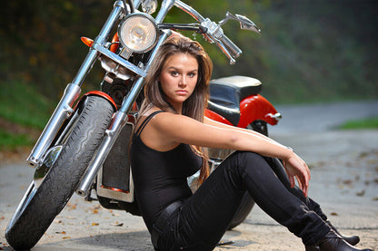 Girls Motorcycle Moto Biker Sexy Girl Poster Wall Art Print Home Wall Decor