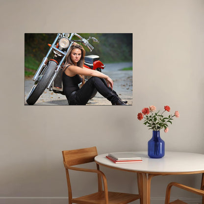 Girls Motorcycle Moto Biker Sexy Girl Poster Wall Art Print Home Wall Decor
