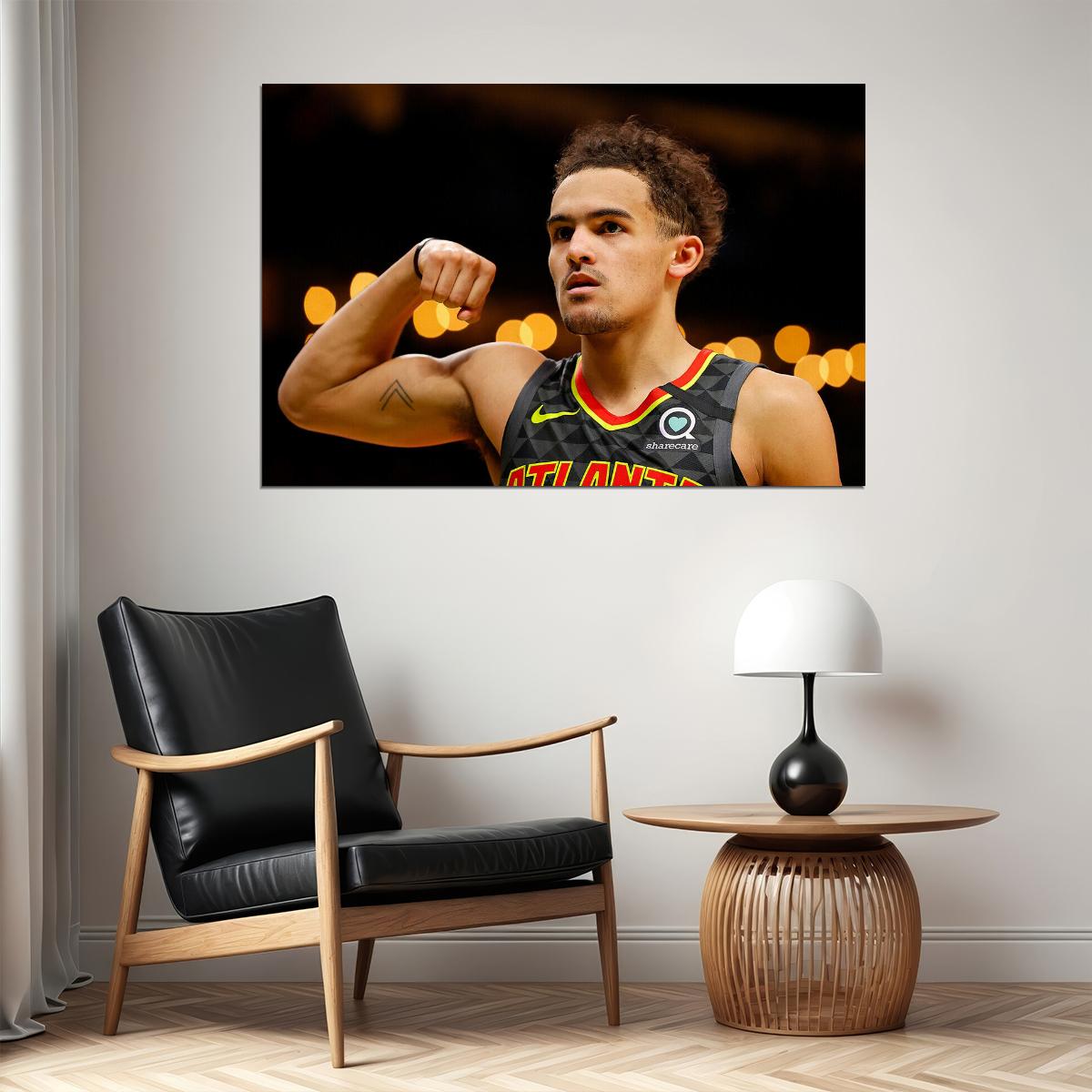 Trae Young Atlanta 3 Point Basketball Star Poster Wall Art Print Home Wall Decor