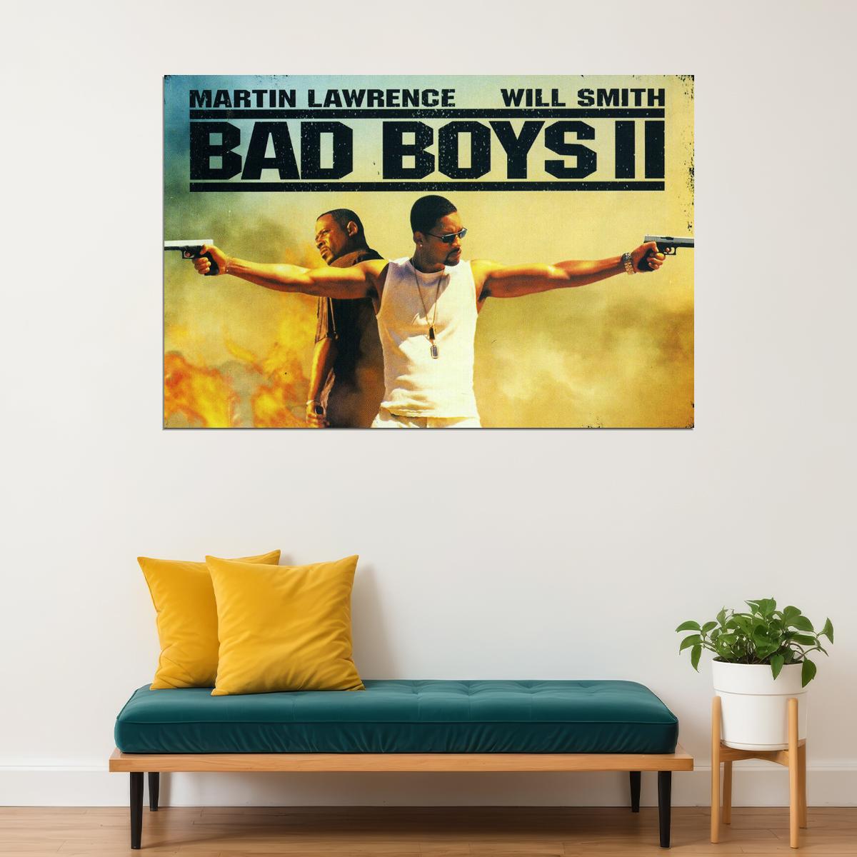 Bad Boys 2 Will Smith Fight Action Movie Poster Wall Art Print Home Wall Decor