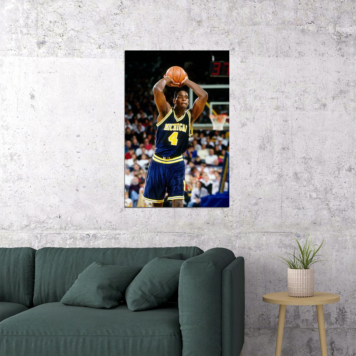 Chris Webber Usa Dunk Block Basketball Poster Wall Art Print Home Wall Decor