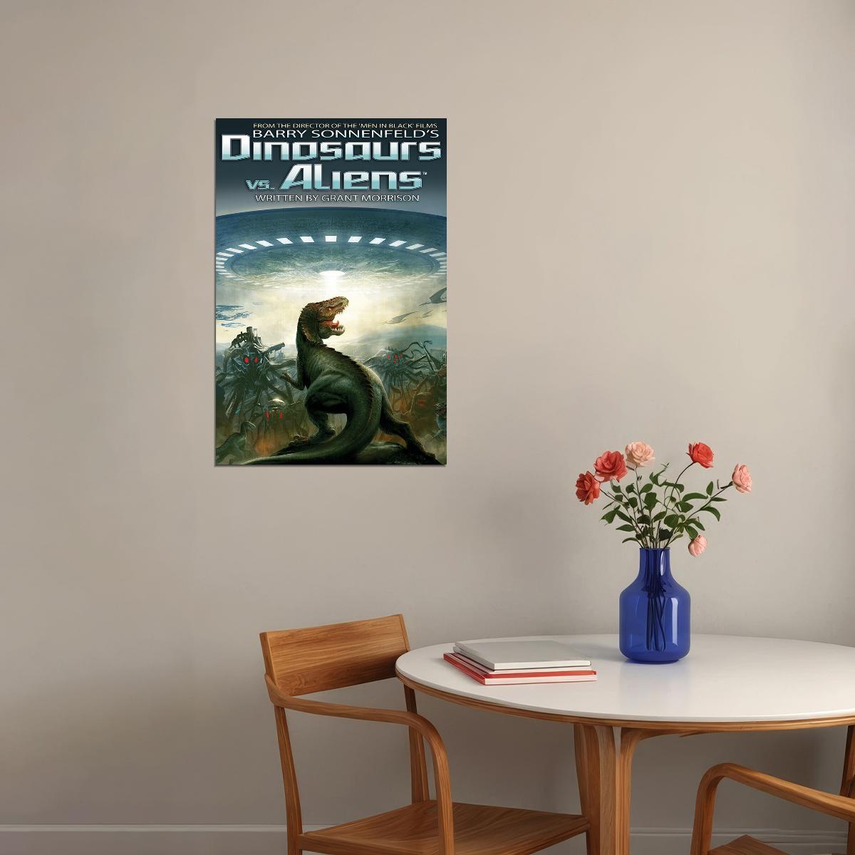 Grant Morrison Dinosaurs Vs Aliens Cover Poster Wall Art Print Home Wall Decor