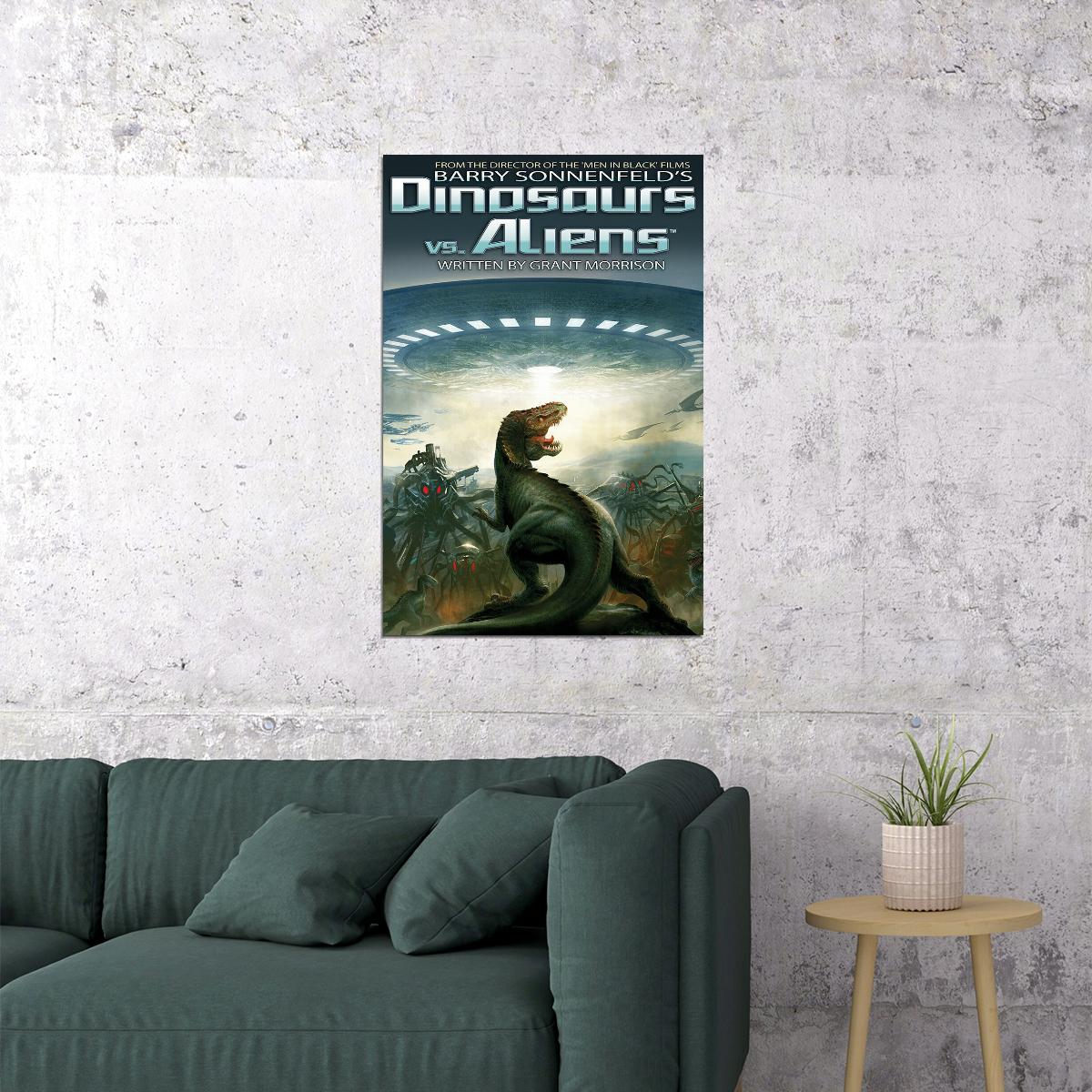 Grant Morrison Dinosaurs Vs Aliens Cover Poster Wall Art Print Home Wall Decor