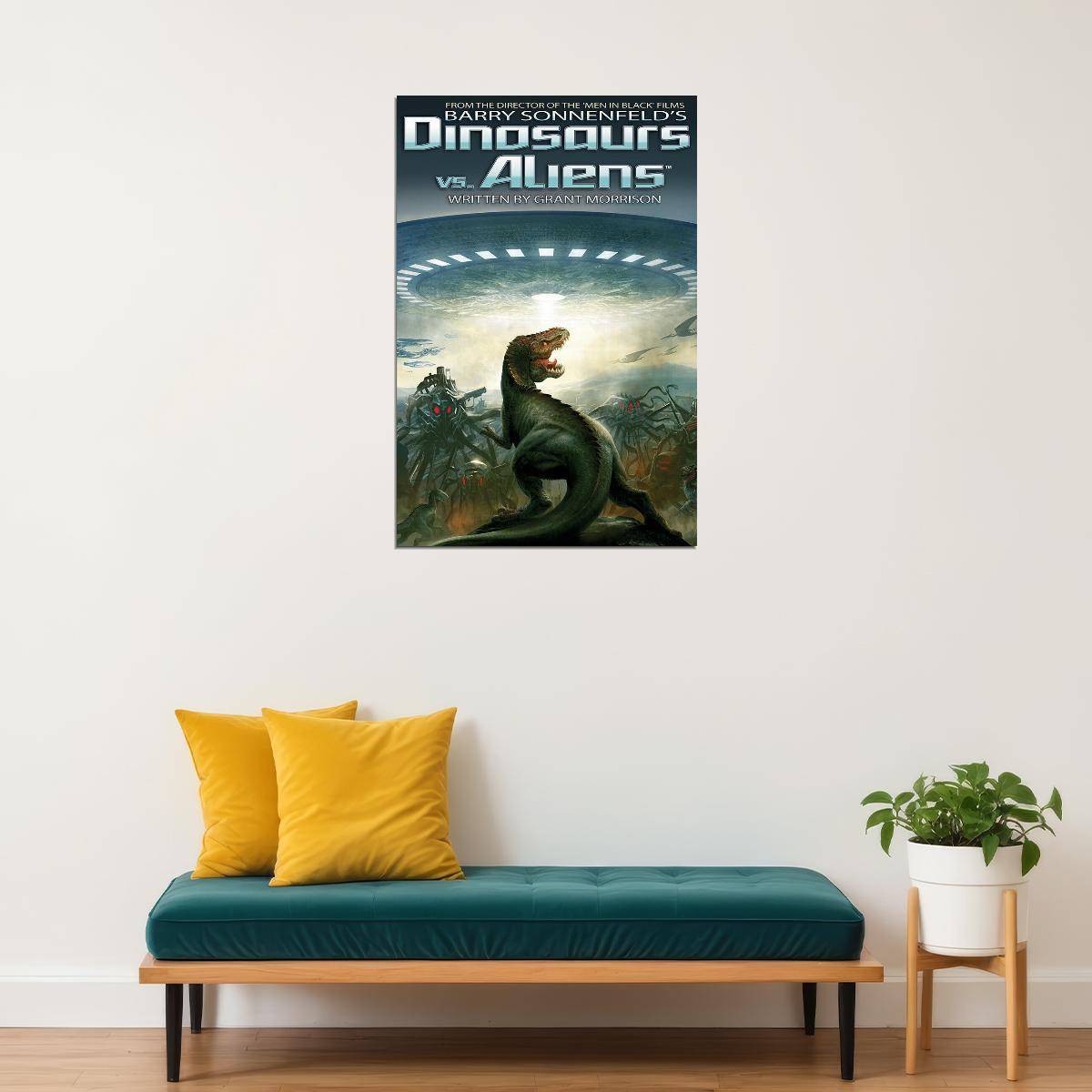 Grant Morrison Dinosaurs Vs Aliens Cover Poster Wall Art Print Home Wall Decor