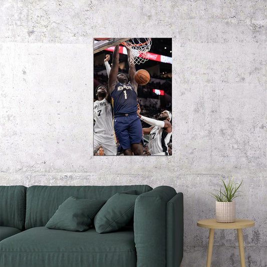 Zion Williamson New Orleans Dunk Poster Wall Art Print Home Wall Decor