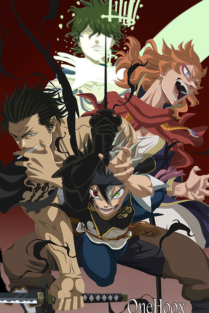 Black Clover Asta Yuno Silva Fight Hot Anime Poster Wall Art Print Home Wall Decor