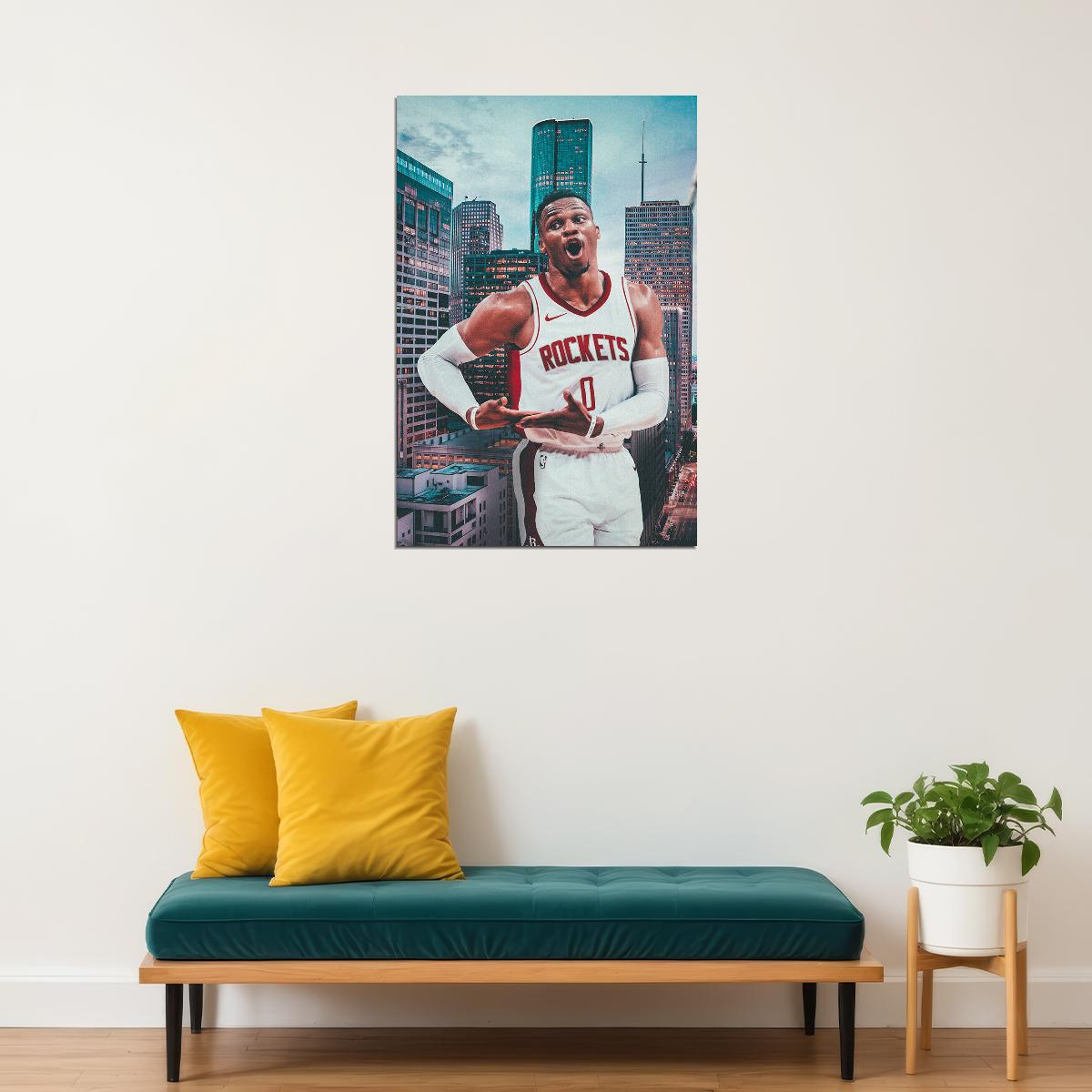 Russell Westbrook Houston Basketball Poster Wall Art Print Home Wall Decor