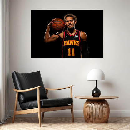 Trae Young Atlanta 3 Point Basketball Star Poster Wall Art Print Home Wall Decor