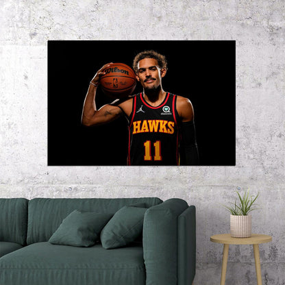 Trae Young Atlanta 3 Point Basketball Star Poster Wall Art Print Home Wall Decor