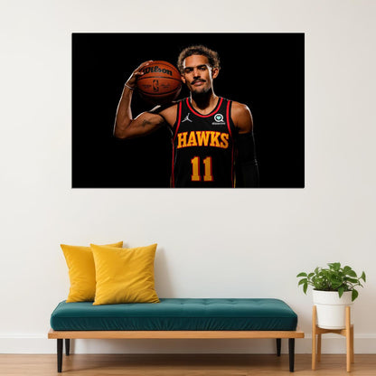 Trae Young Atlanta 3 Point Basketball Star Poster Wall Art Print Home Wall Decor