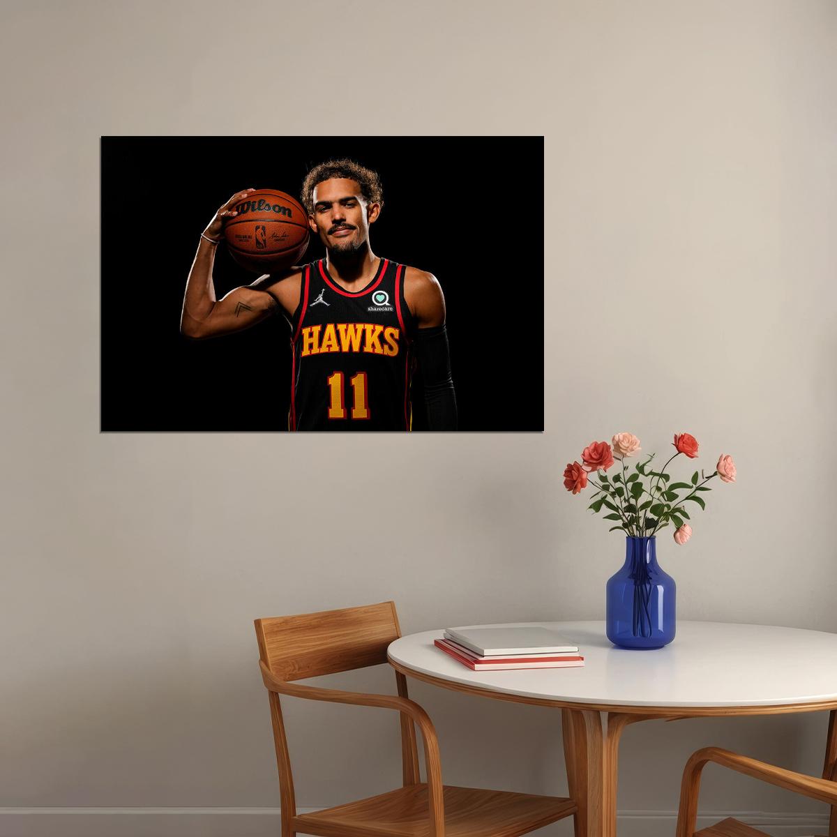 Trae Young Atlanta 3 Point Basketball Star Poster Wall Art Print Home Wall Decor