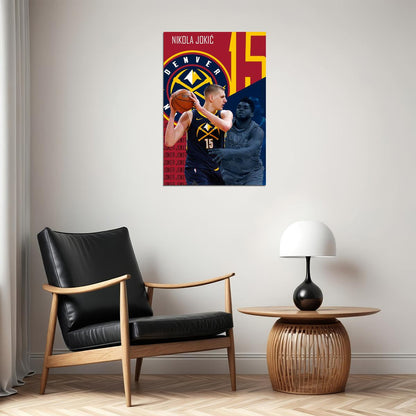 Nikola Jokic Denver Basketball Star Poster Wall Art Print Home Wall Decor