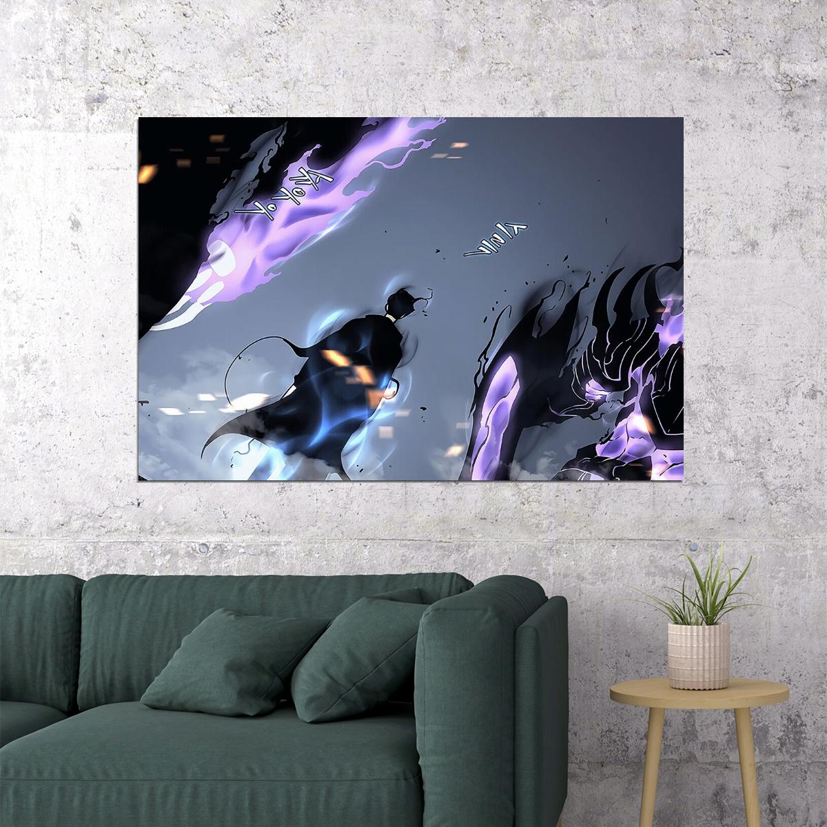 Solo Leveling War Monster Fight Video Game Poster Wall Art Print Home Wall Decor