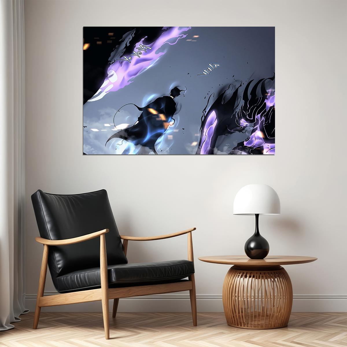 Solo Leveling War Monster Fight Video Game Poster Wall Art Print Home Wall Decor
