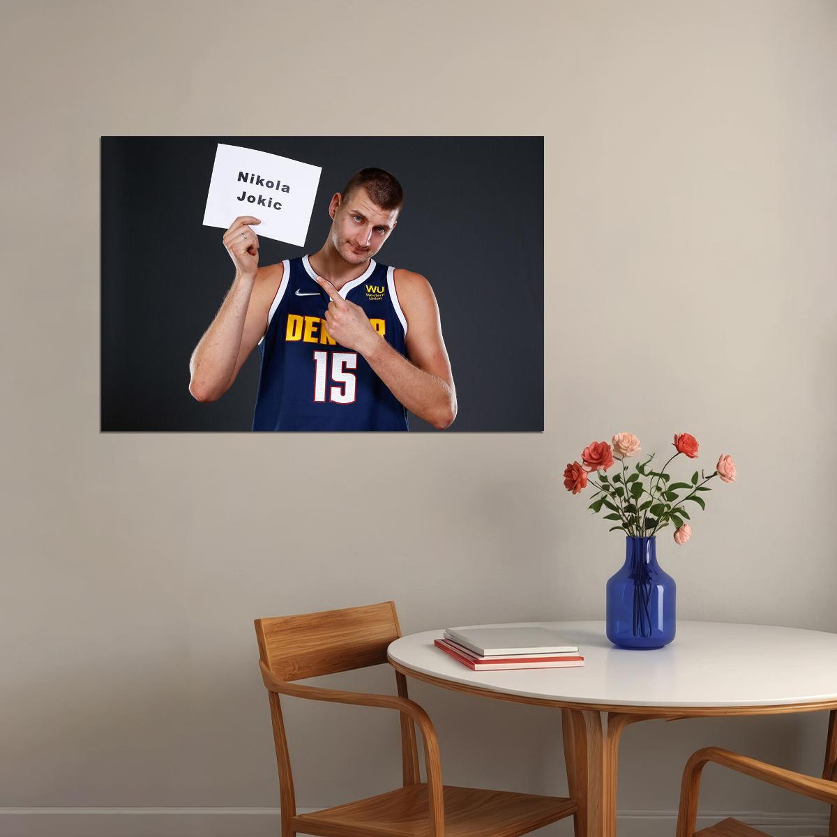 Nikola Jokic Denver Basketball Poster Wall Art Print Home Wall Decor