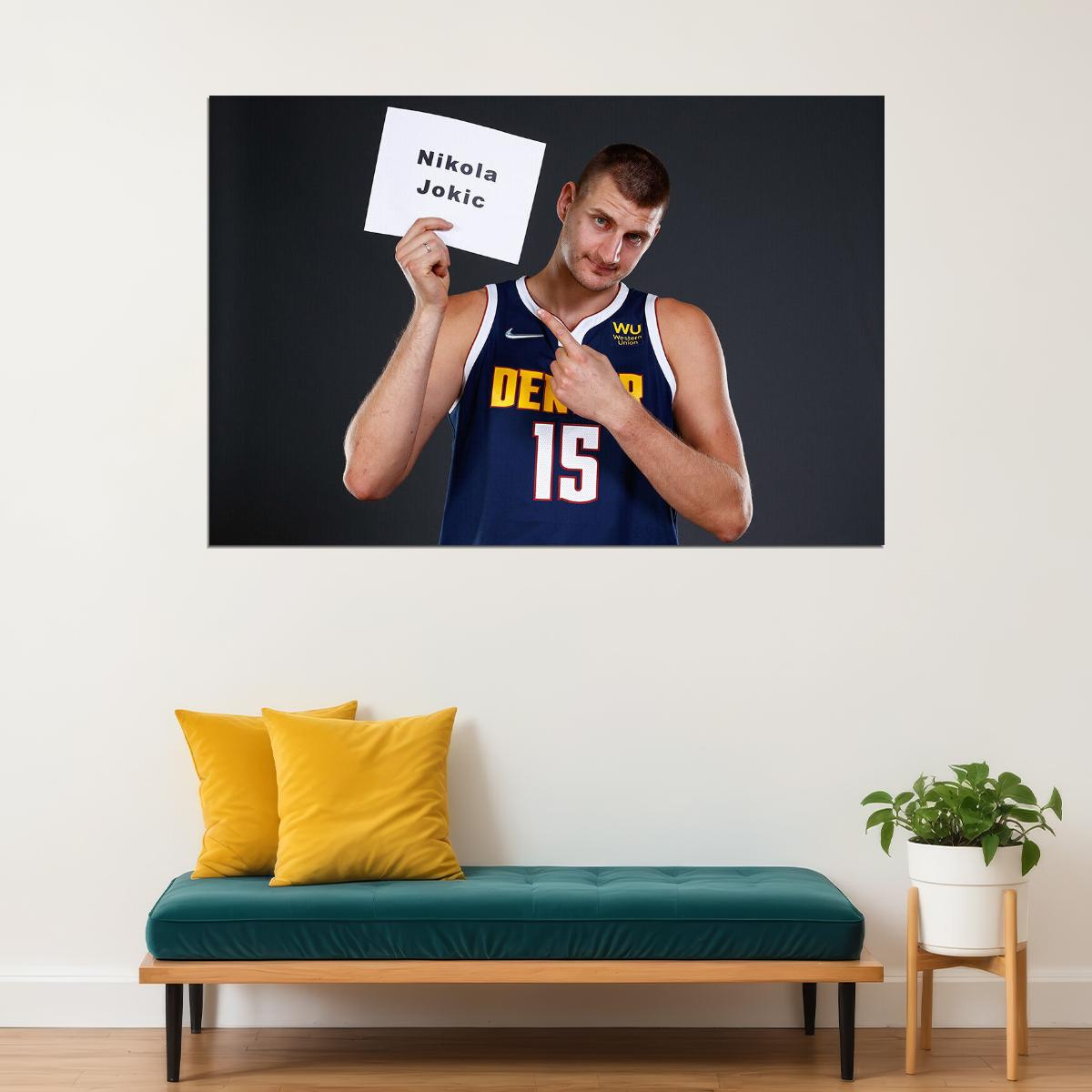 Nikola Jokic Denver Basketball Poster Wall Art Print Home Wall Decor