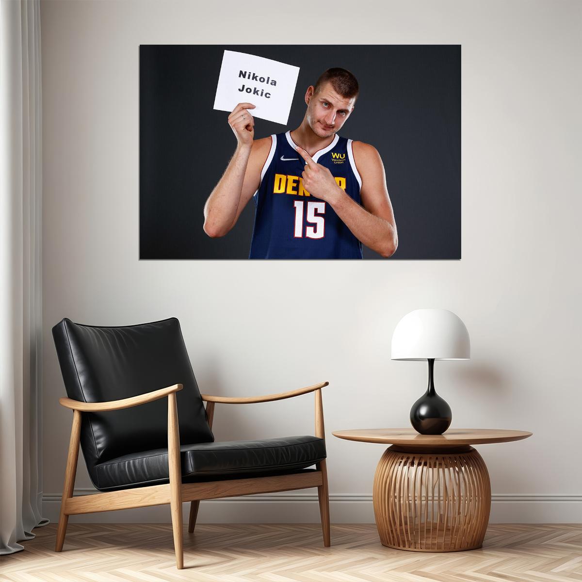 Nikola Jokic Denver Basketball Poster Wall Art Print Home Wall Decor