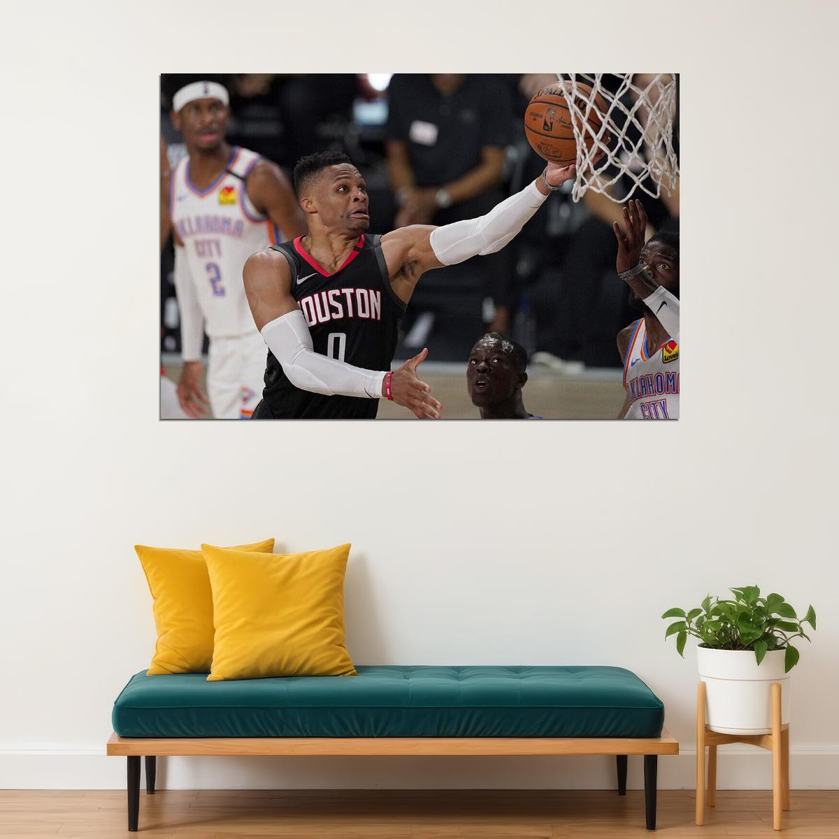 Russell Westbrook Houston Basketball Poster Wall Art Print Home Wall Decor
