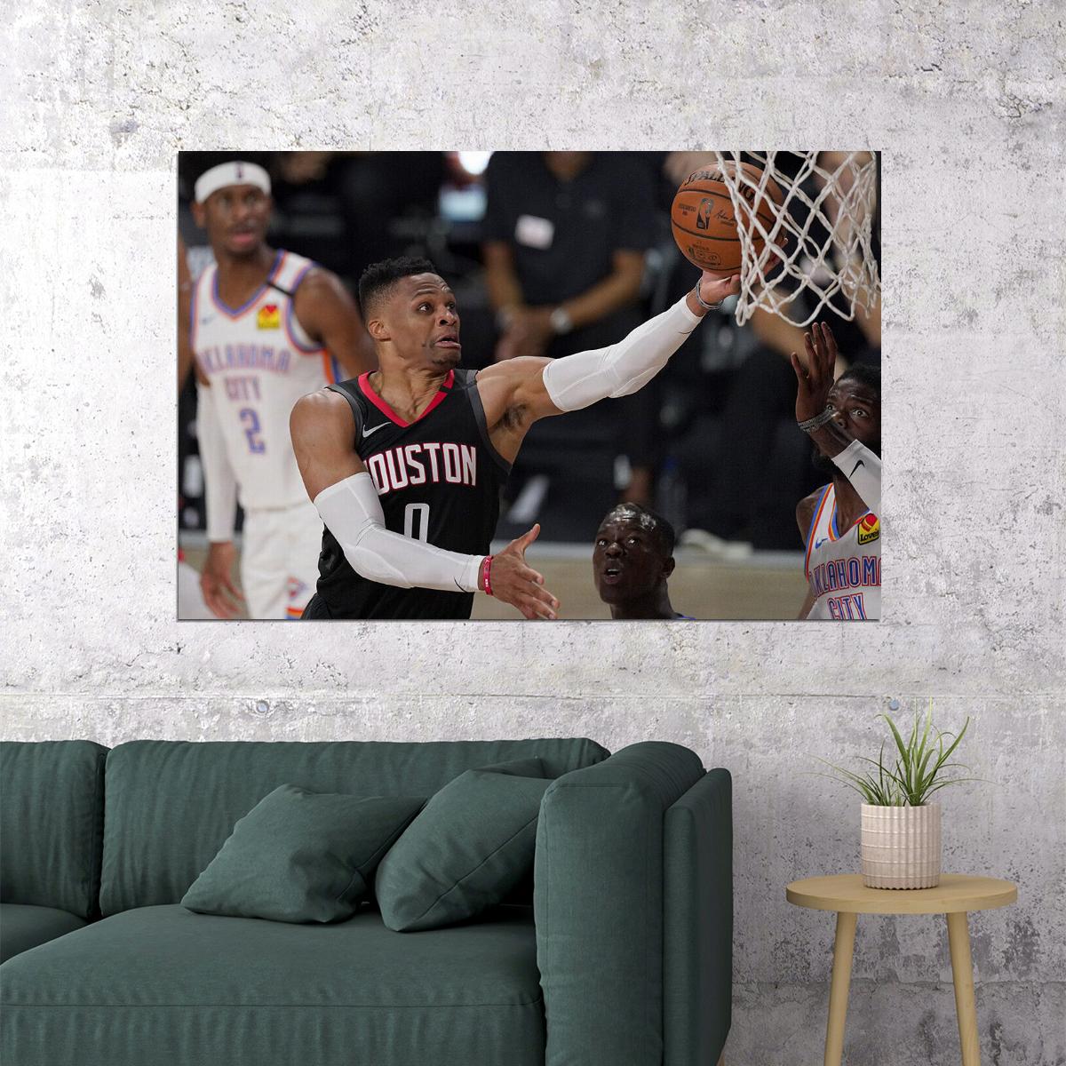 Russell Westbrook Houston Basketball Poster Wall Art Print Home Wall Decor