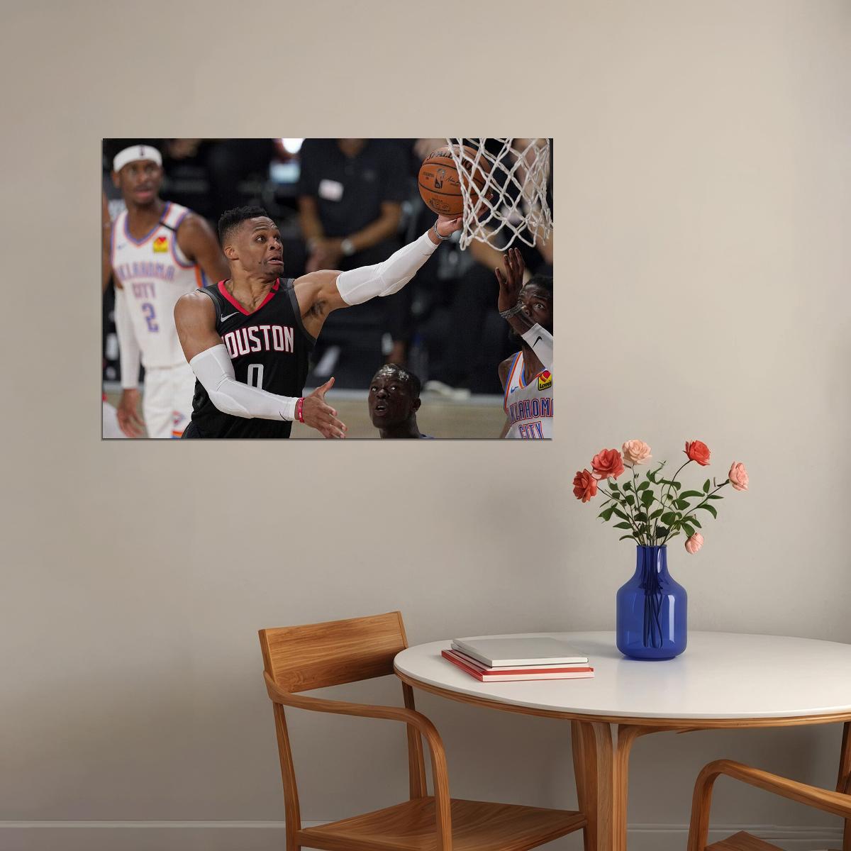Russell Westbrook Houston Basketball Poster Wall Art Print Home Wall Decor
