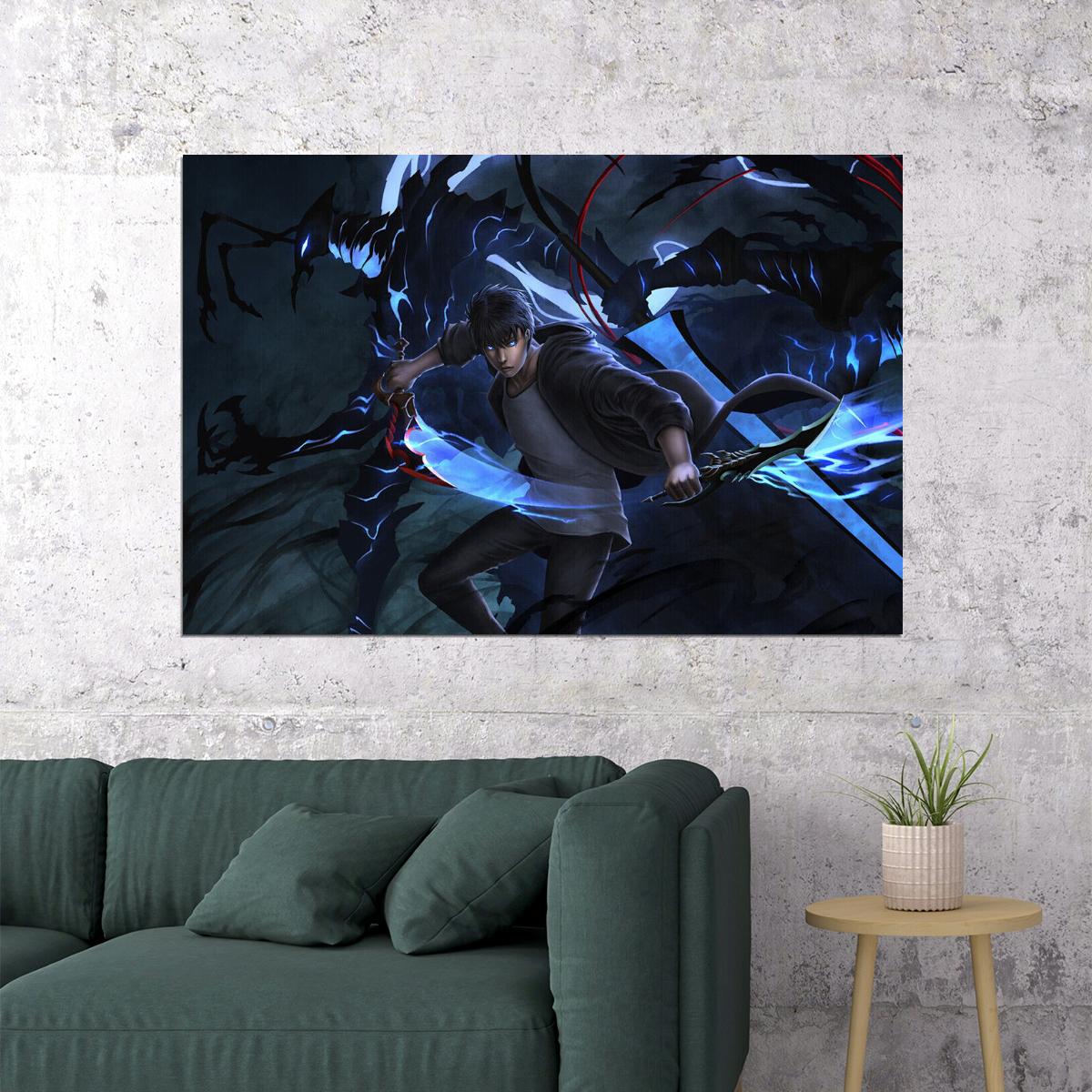 Solo Leveling War Monster Fight Video Game Poster Wall Art Print Home Wall Decor