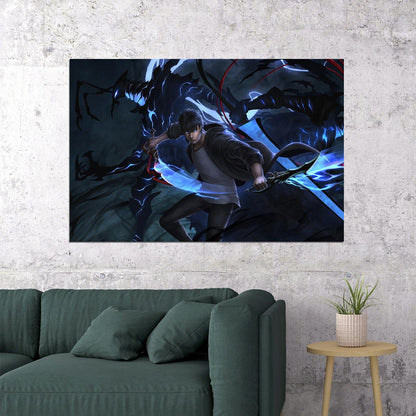 Solo Leveling War Monster Fight Video Game Poster Wall Art Print Home Wall Decor