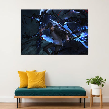 Solo Leveling War Monster Fight Video Game Poster Wall Art Print Home Wall Decor