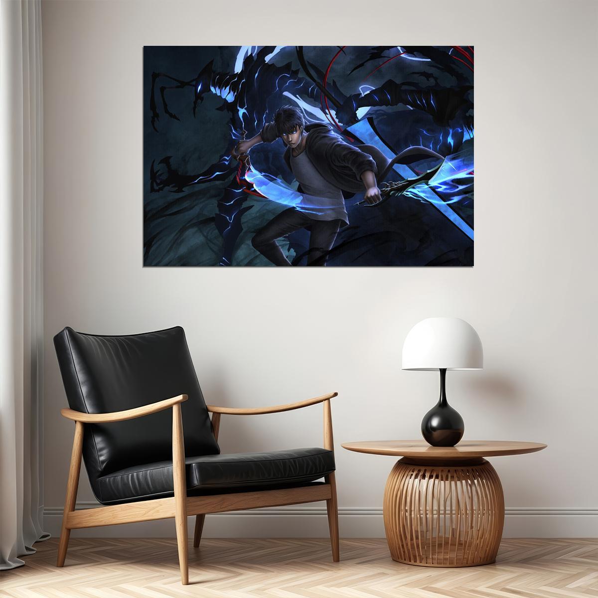 Solo Leveling War Monster Fight Video Game Poster Wall Art Print Home Wall Decor