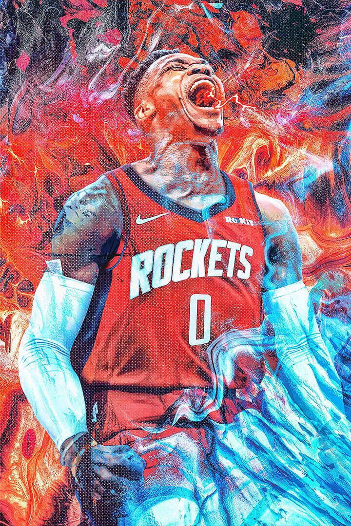Russell Westbrook Houston Basketball Poster Wall Art Print Home Wall Decor