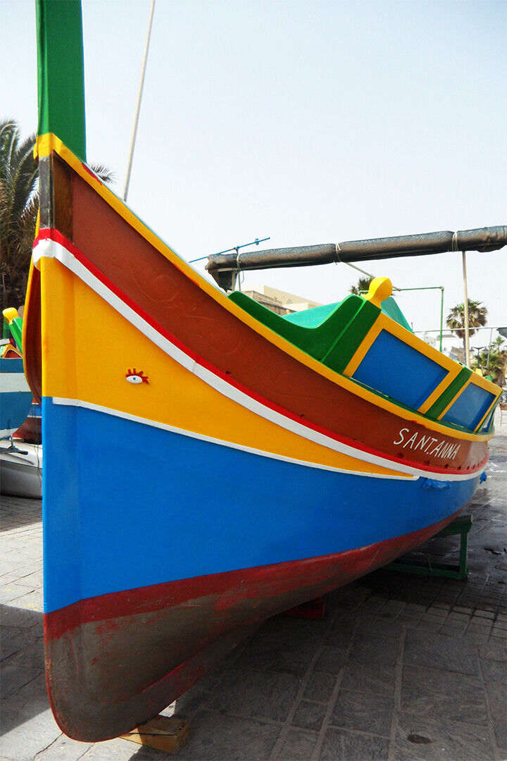 Brightly Painted Fishing Boat Watercraft Poster Wall Art Print Home Wall Decor